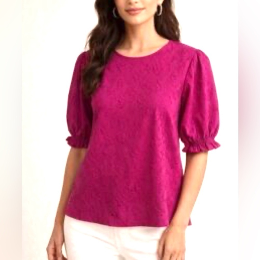 Ted Baker Women's Short Sleeve Blouse Plum Size Small Minimalist Capsule Spring